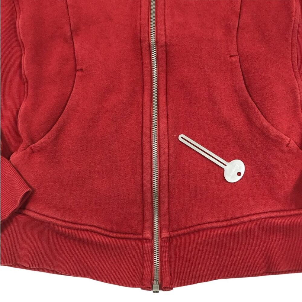 LULULEMON Scuba Hoodie Light Cotton Fleece Sz 8 Red Everyday Travel Comfort - Picture 10 of 12